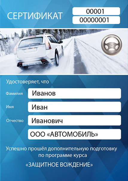 Защитный вождения ответы. Защитное вождение автомобиля. Защитное зимнее вождение. Сертификат защитное зимнее вождение.